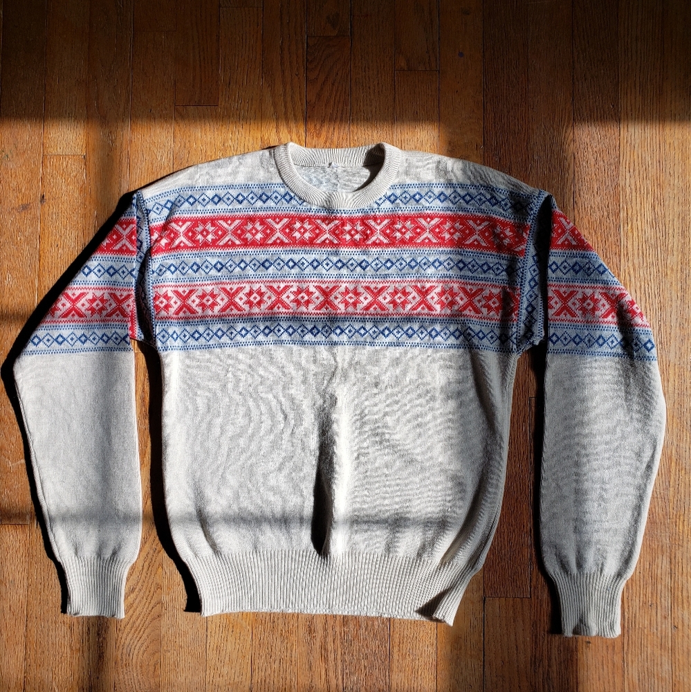 Vintage Festive star diamond Medium Classic Fall Winter Spring knit sweater M